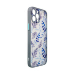 Design Case etui do iPhone 12 Pro pokrowiec w kwiaty ciemnoniebieski